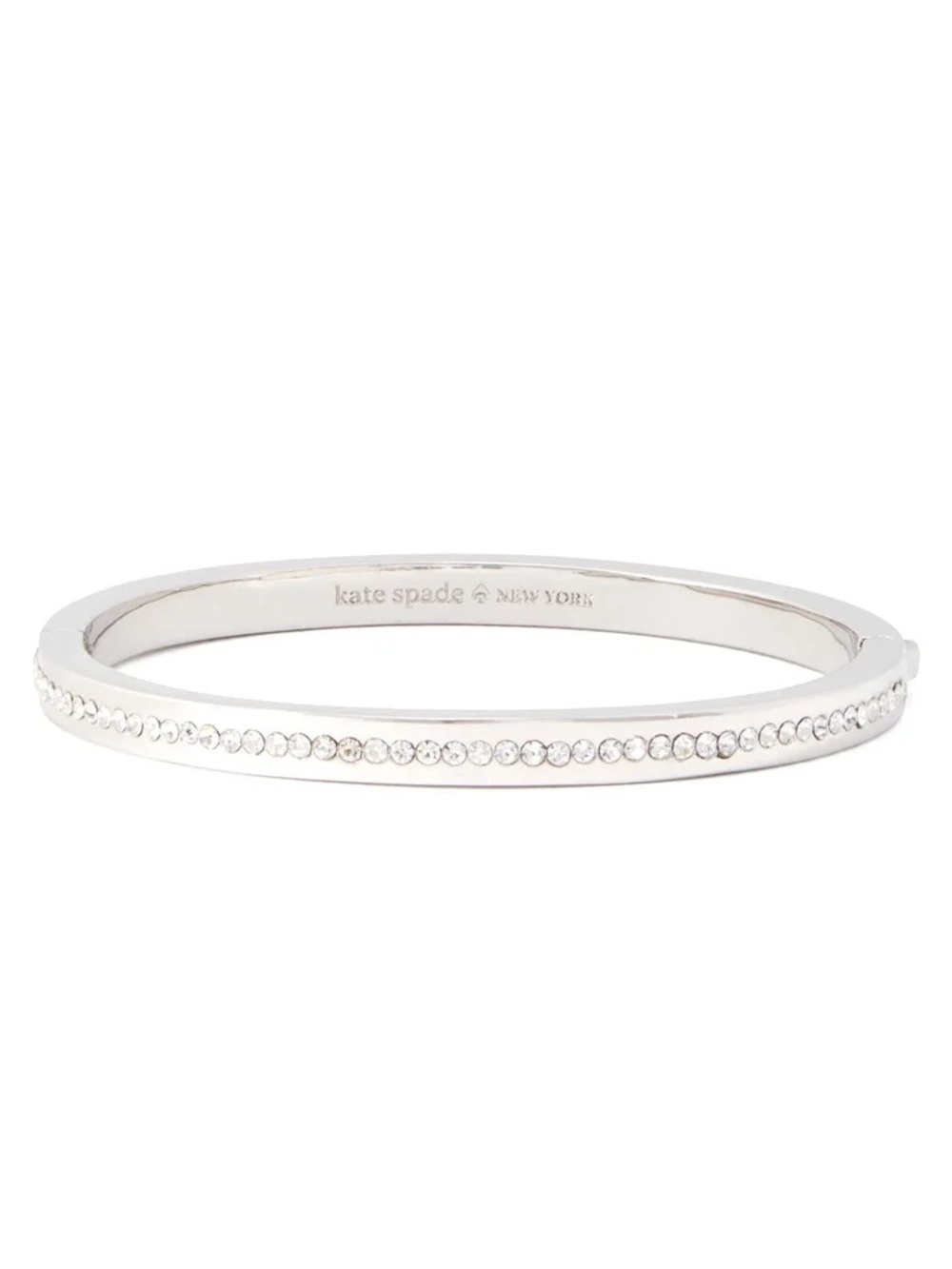 kate spade Ring it Up Silver Pave Crystal-Accent Bangle Hinge Bracelet